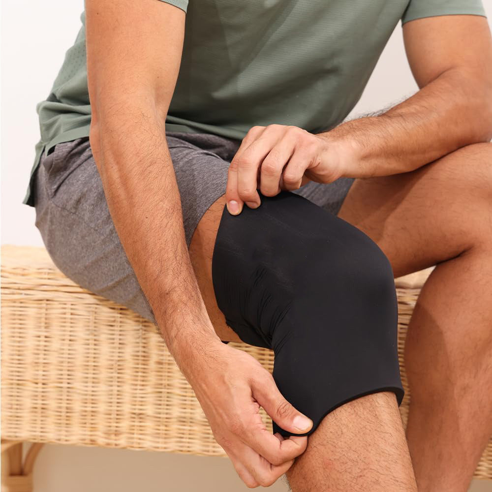 how to wear a hot and cold therapy knee wrap