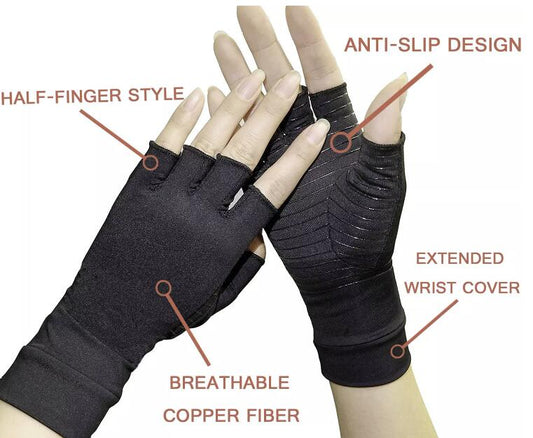 ZRWA25 Copper Fingerless Carpal Tunnel Arthritis Compression Glove