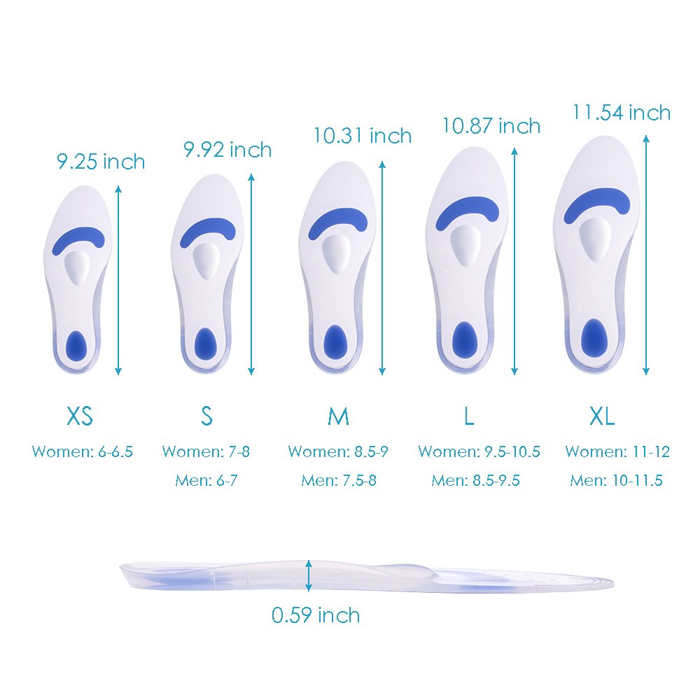 D07B GERMANY DESIGN Silicone Full Length Shoe Insoles Plantar Fasciitis inserts pain Relief silicone insole