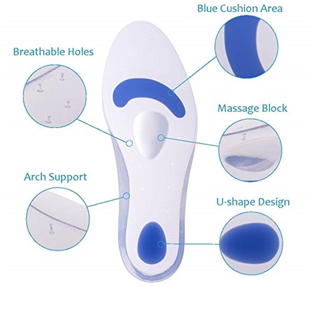 ZRWD07B GERMANY DESIGN Silicone Full Length Shoe Insoles Plantar Fasciitis inserts pain Relief silicone insole