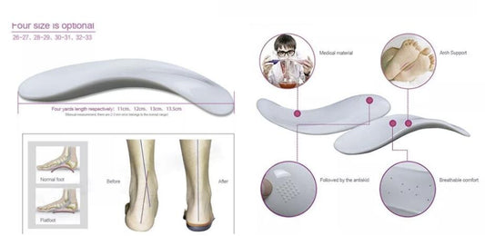 E10 Kids Orthotic Arch Half-Length Insoles Flat Foot Support Splayed Feet Corrector