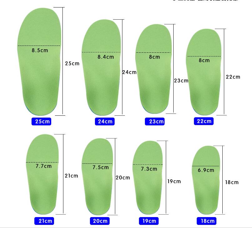 E30 Kids green color arch support orthotic for flat foot