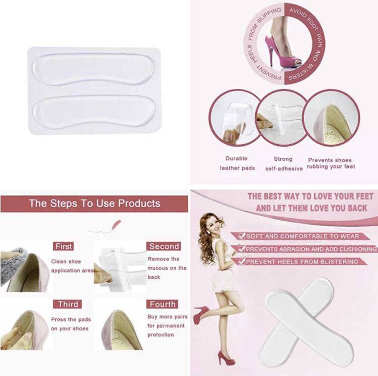 G02A Silicone Gel Heel Pads Liner Inserts Grip Insole Silicone gel self-adhesive heel sticker grip