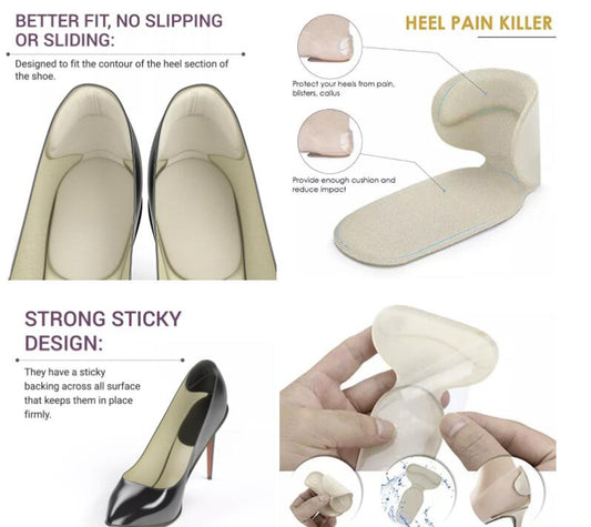 G05 T Shaped Back Heel Cushion Insoles High Heel Shoe Cushion Insole Inserts Pads Heel Grips Back Liner Shoe Boot Cushion