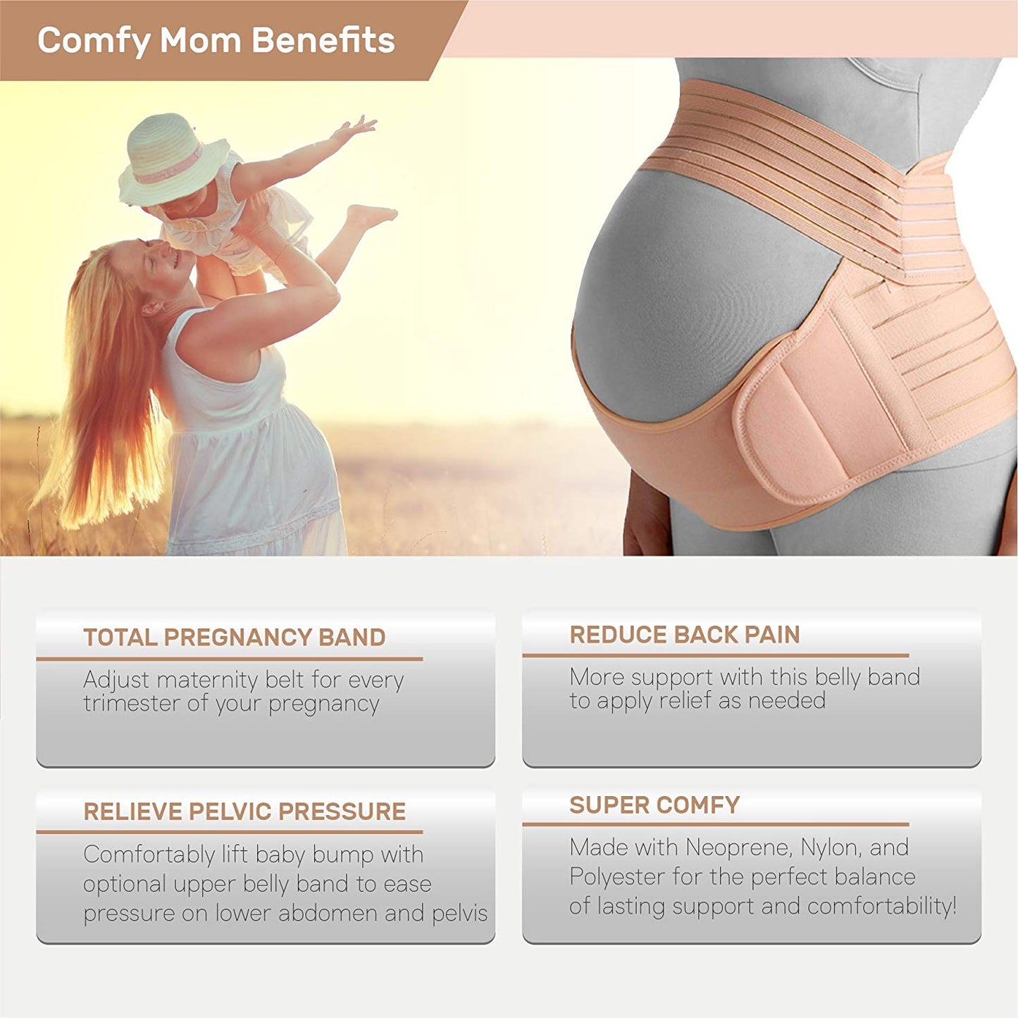 M41 Adjustable Women Maternity Belt Sticky Waist Back Supports Abdomen Pregnant