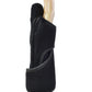 A black neoprene finger splint or immobilizer brace shown on a mannequin hand against a plain white background.