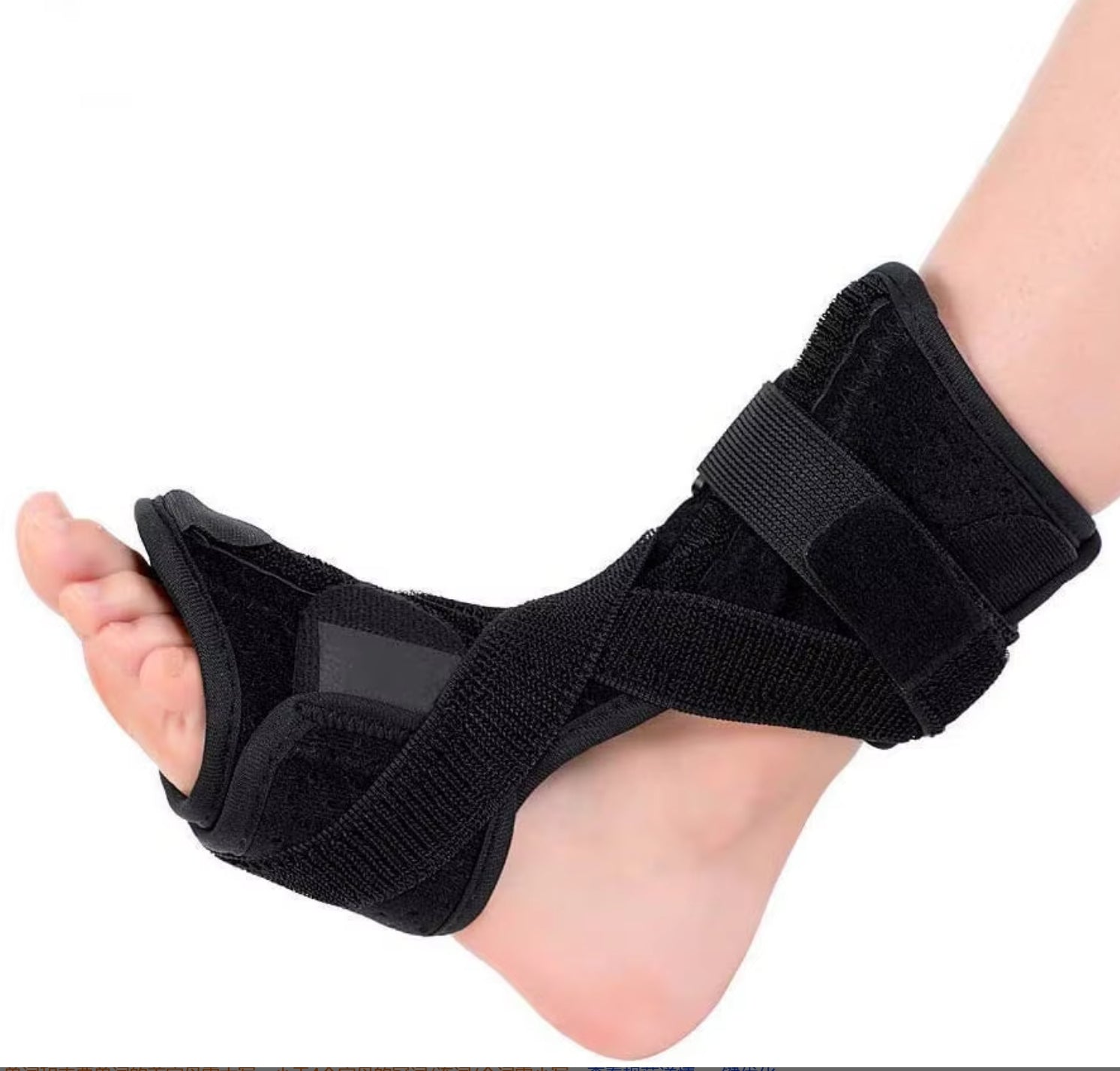 Close-up of the breathable, high-density foam material and durable velcro closures on the ankle brace.