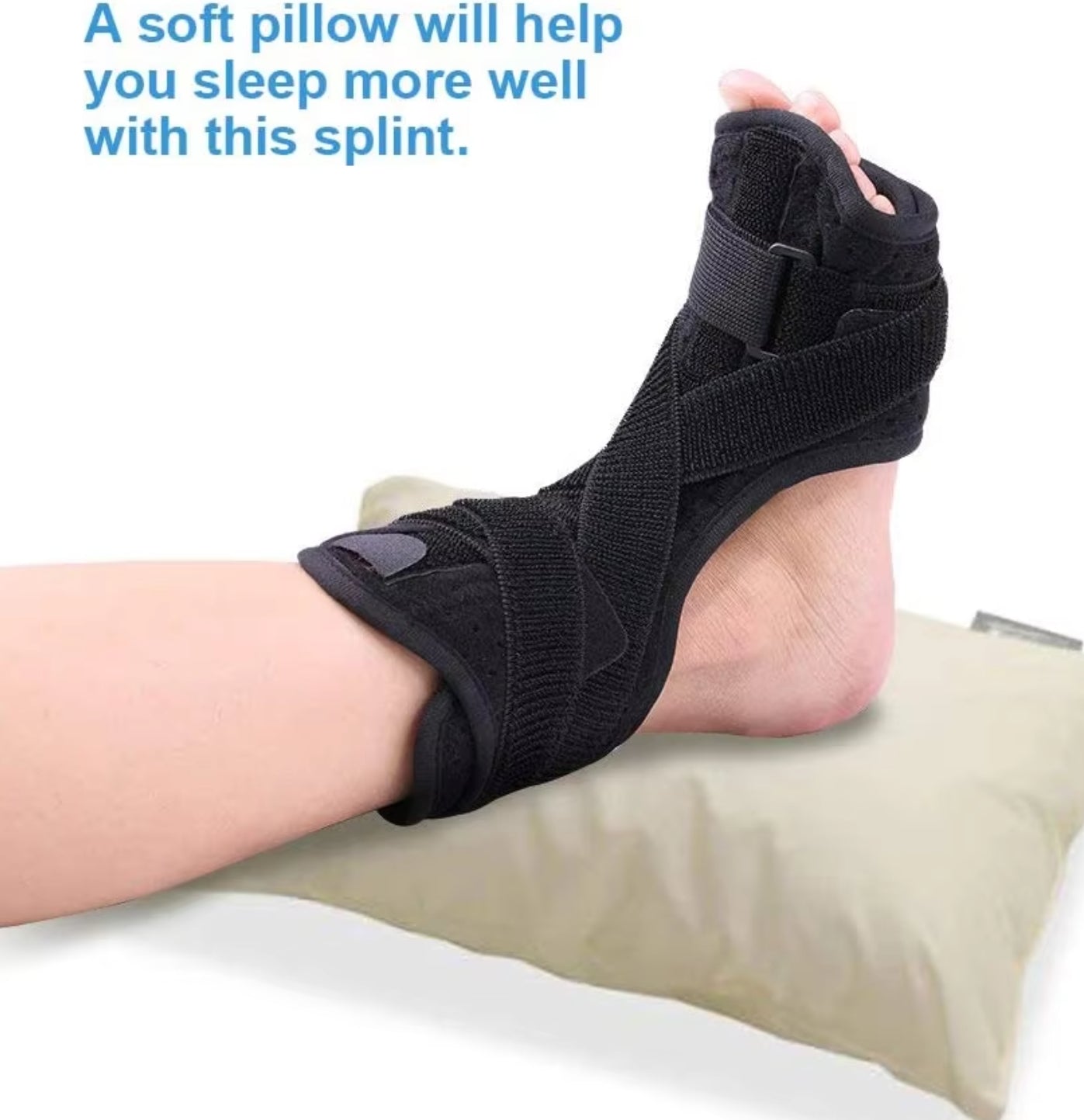 Step-by-step visual guide on how to properly wrap, adjust, and secure the velcro ankle brace.
