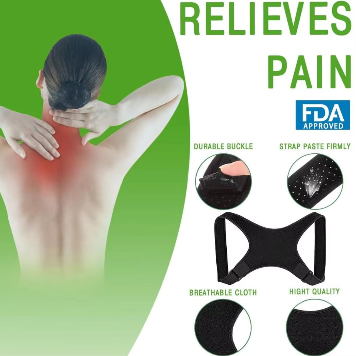 Corrector de postura M03 Fromufoot para hombres y mujeres: soporte lumbar para alinear la columna, aliviar la joroba y el dolor.