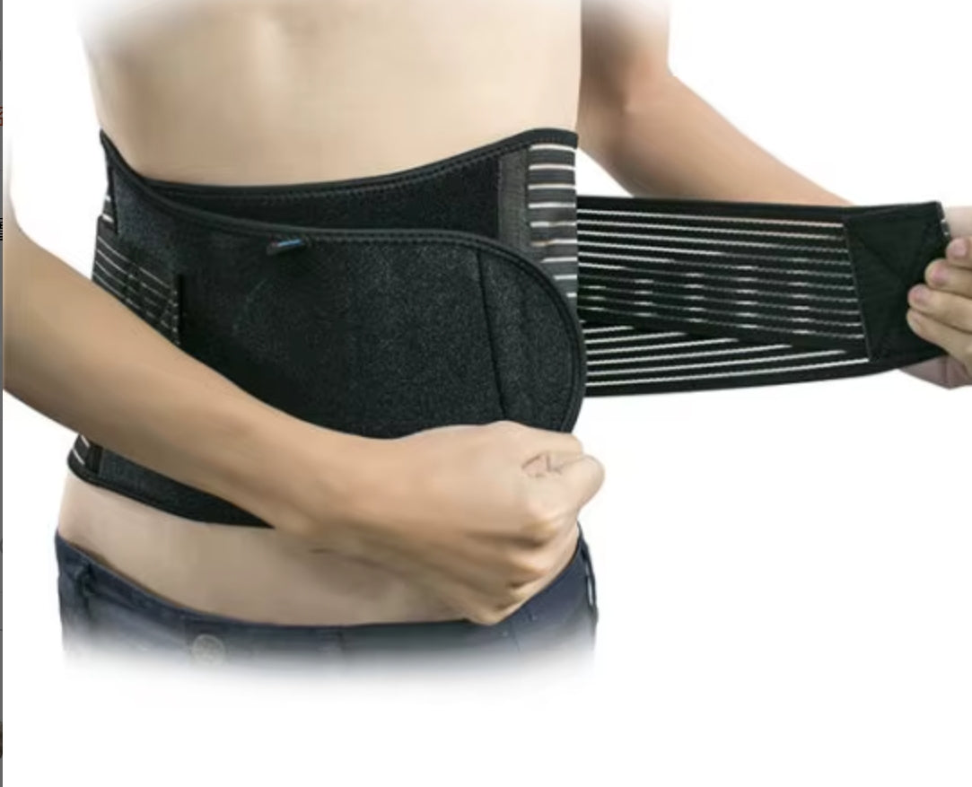 Breathable waist brace with adjustable straps for lumbar support and back pain relief