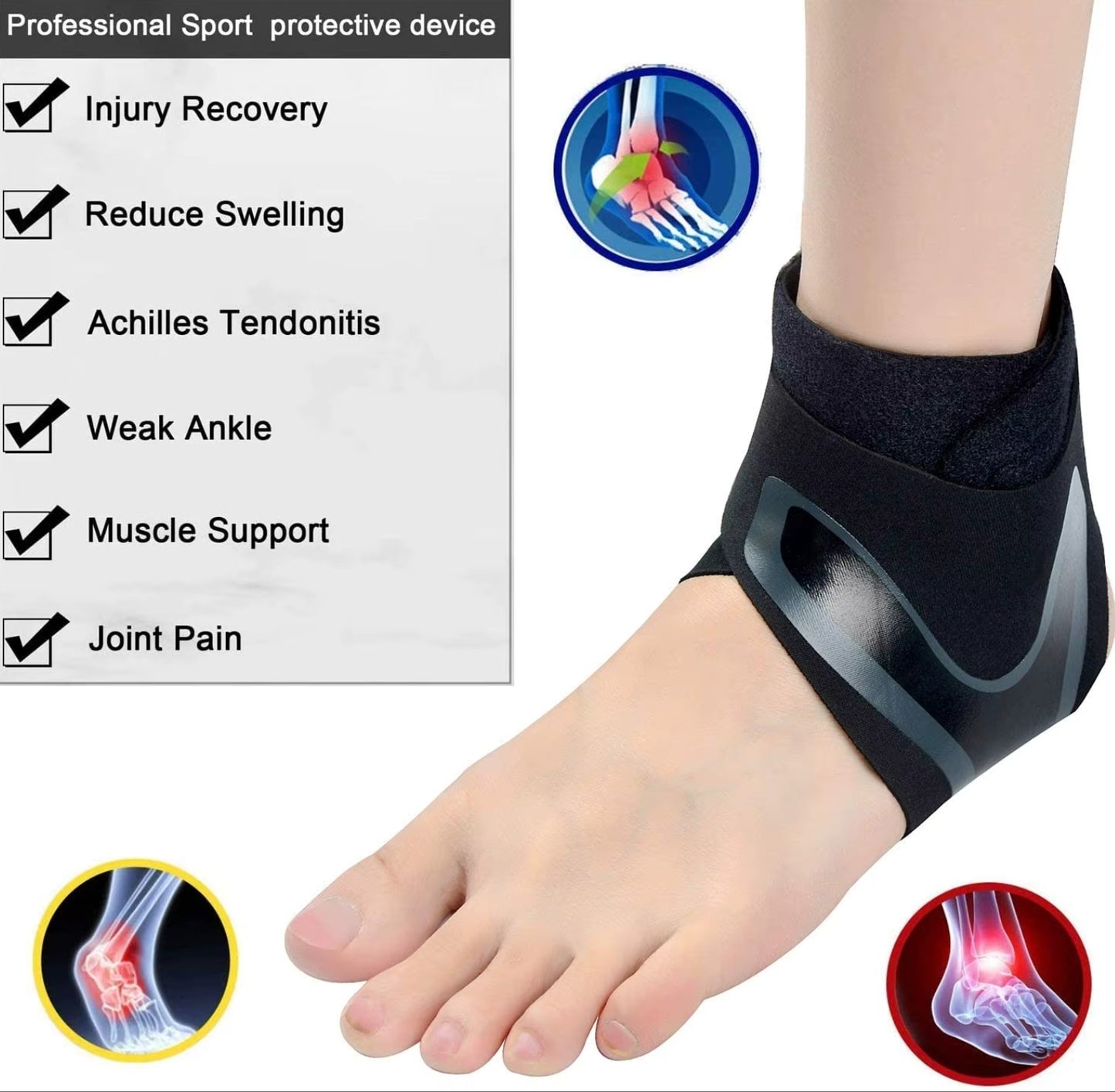 Ankle035D Breathable Ankle Support Sleeve - Lightweight Ankle Brace, Compression Sock for Joint Stability & Pain Relief | Lycra & Elastic（副本）