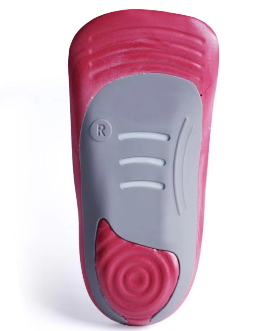 Close-up of TPU arch brace and PU foam cushioning for flat feet relief.