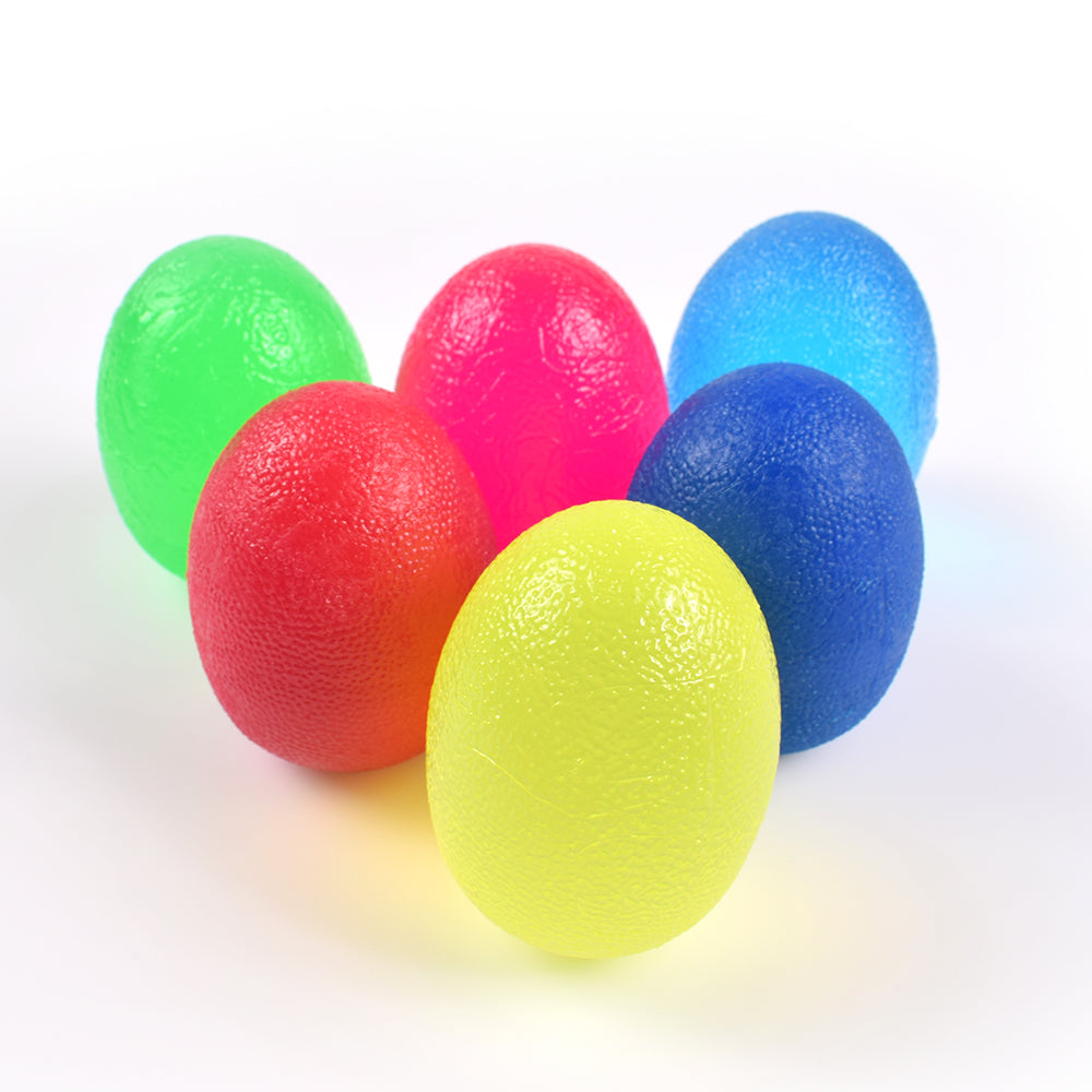 Display of multiple available custom color options for the silicone egg exercisers