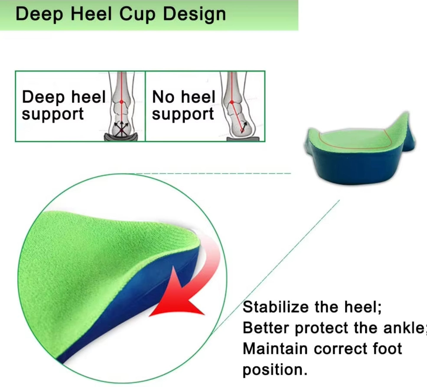 E30 Kids green color arch support orthotic for flat foot 