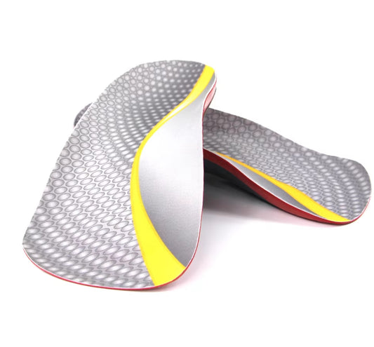 Premium TPU arch support insoles side view showing rigid support structure