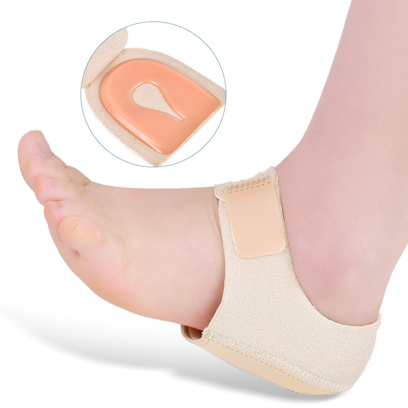 Shock-absorbing silicone cushioning area under the heel and Achilles tendon.