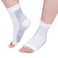 White compressional toeless socks for plantar fasciitis and Achilles tendonitis relief.