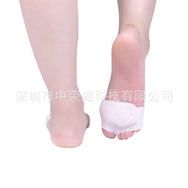 Foot with bunion protected by soft gel forefoot pad toe separator