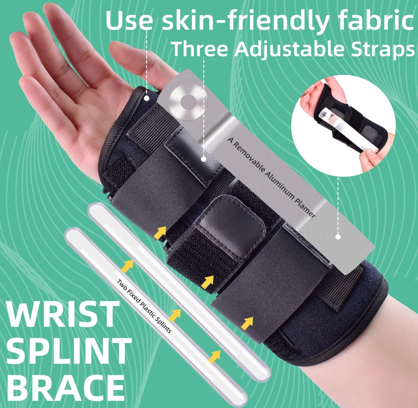 Wrist001 Brace for Carpal Tunnel, Adjustable Wrist Support Brace with Splints Right Hand, Small/Medium, Arm Compression Hand Suppor