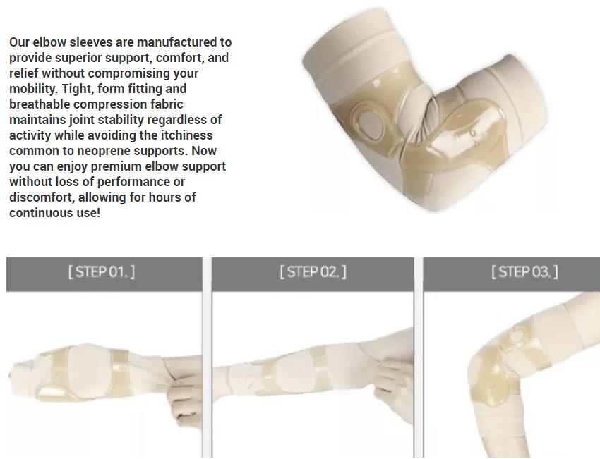 Badminton player wearing silicone elastic elbow brace during training