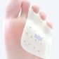 C46 Metatarsal Pads with Gel Toe Separators on Foot Showing Breathable Holes and Wave Design for Bunion Relief