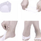 Close-up of soft gel toe separator pad on foot showing 5 toe holes