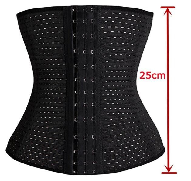 Person wearing black waist shaper belt