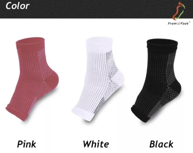 Side view of foot sleeve highlighting targeted compression arch support and ankle stability.