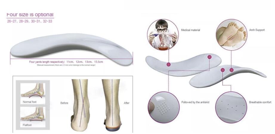 TPE foot arch support insoles for flat feet and high arches