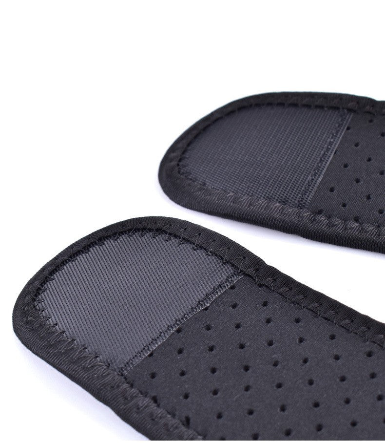 Velcro strap detail of adjustable neoprene elbow brace